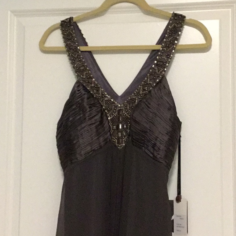 Beautiful Silk Sue Wong charcoal dress
